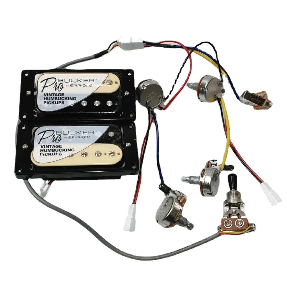 1 Set ProBucker Alnico Bridge&Neck Pickups with Pro Wiring Harness Pots&3 Way Switches for Electric guitar Chrome