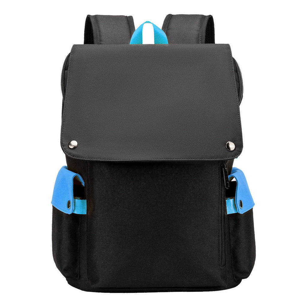 Color Blocking Usb Charging Cover Head Style Youth Student Backpack Backpack