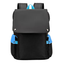 Color Blocking Usb Charging Cover Head Style Youth Student Backpack Backpack