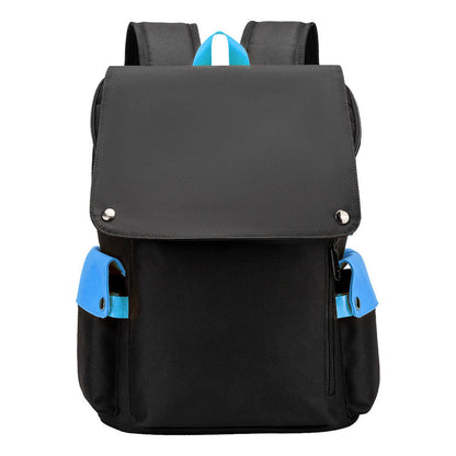 Color Blocking Usb Charging Cover Head Style Youth Student Backpack Backpack