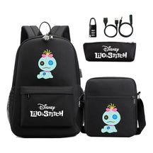 Interstellar Baby Stitch Usb Password Lock Youth Backpack 3-piece Set For Men And Women Backpacks