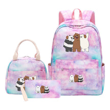 Cartoon Cute Three Cheap Bears Youth Student Girls School Bag Lunch Bag Three Piece Set Backpack Set