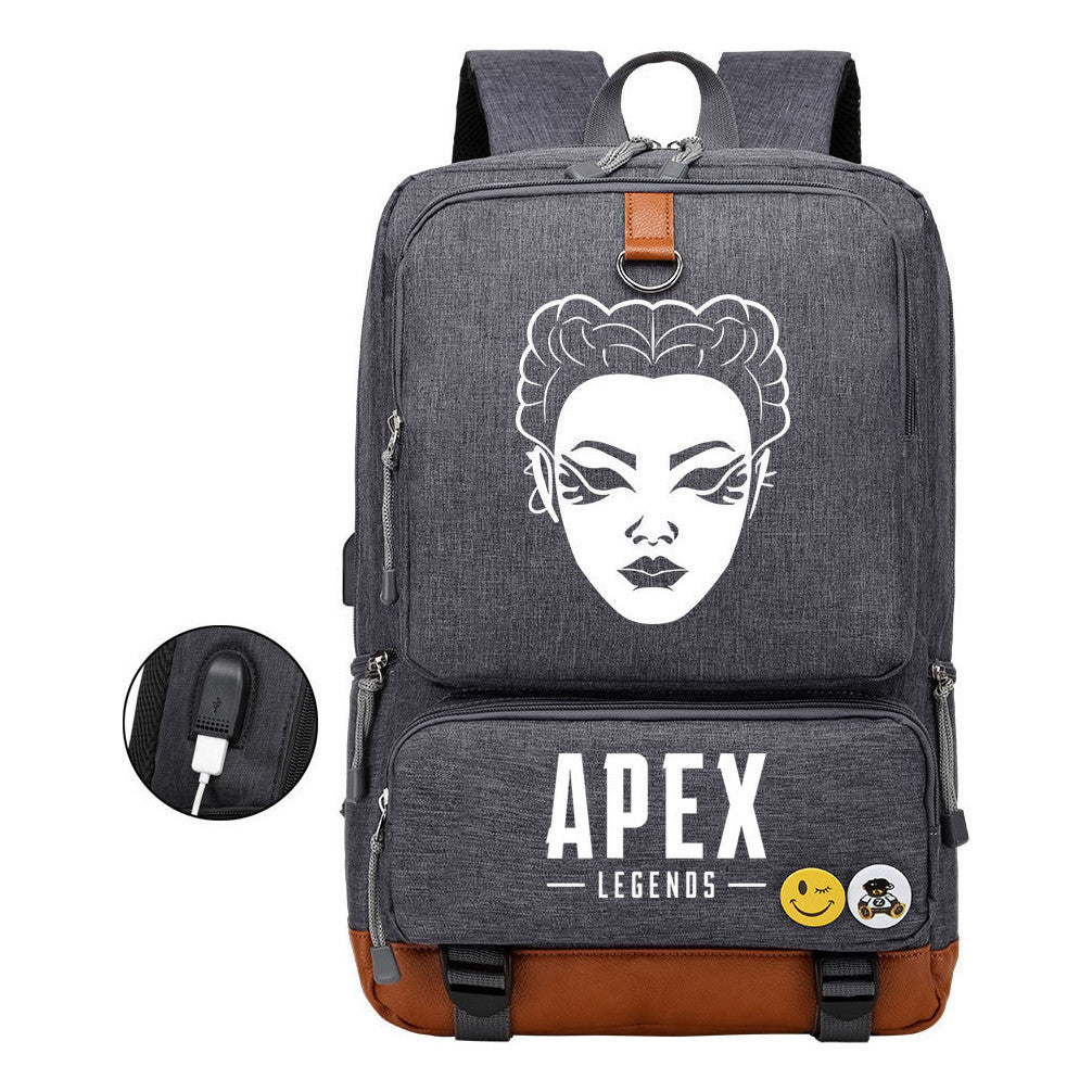 Apex Hero Print Usb Student Backpack Travel Backpack