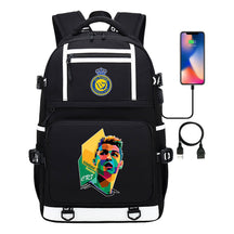 Football Star Cristiano Ronaldo Printed Usb Youth Student Backpack For Men And Women, Backpack For Leisure Travel