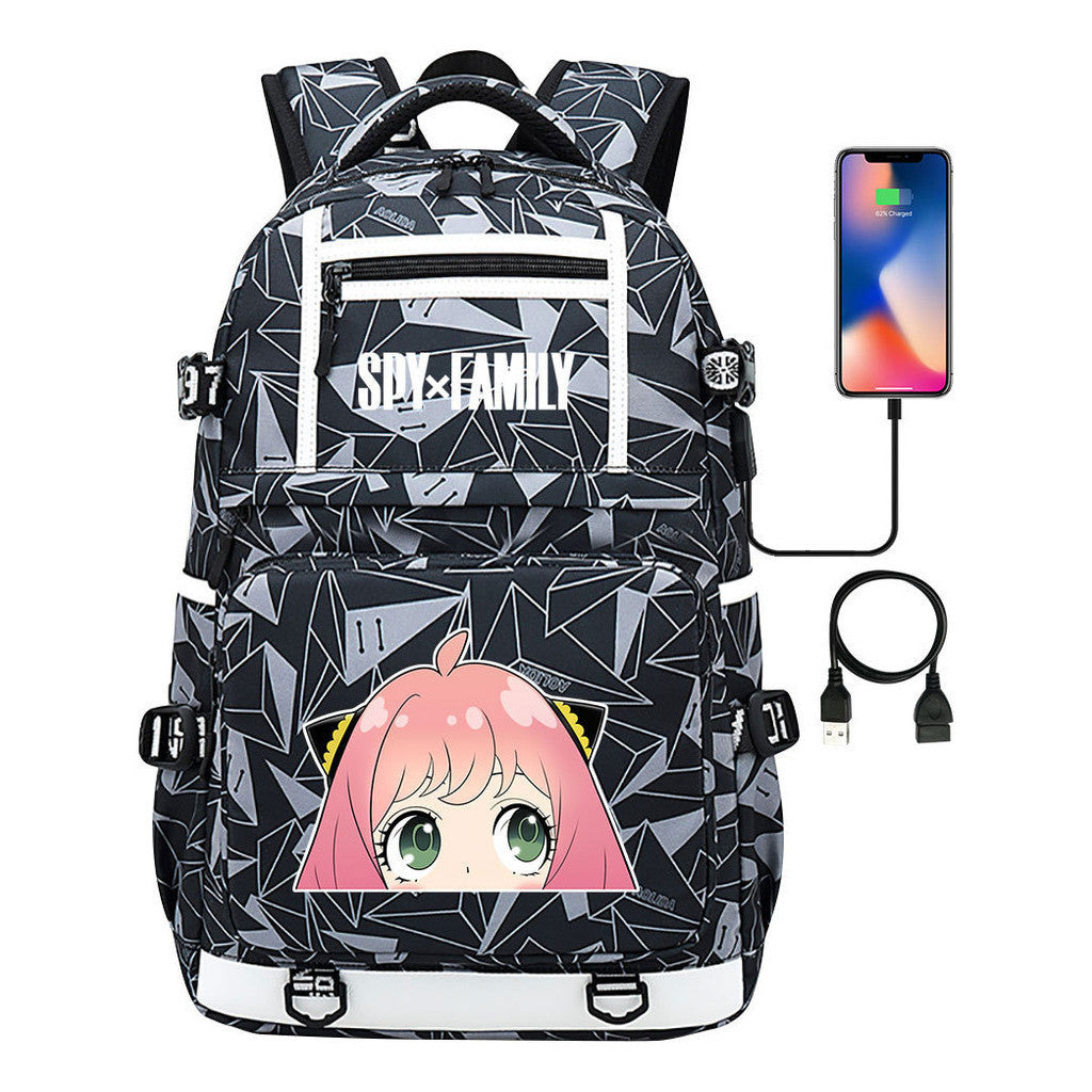 Printed Usb Youth Student Backpack Men's And Women's Backpack Leisure Travel Backpack