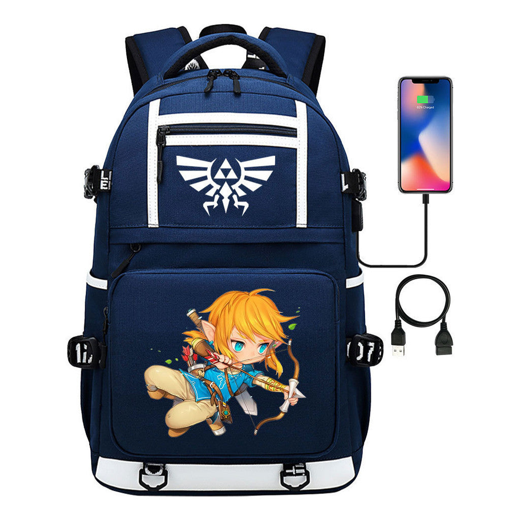 Legend Of Zelda Printed Usb Youth Student Backpack Men's And Women's Backpack Leisure Travel Bag