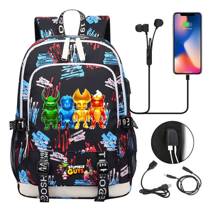 Printed Youth Student Backpack Usb Casual Backpack