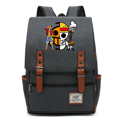 Anime Pirate King Luffy Printed Youth School Bag For Men And Women With Casual Belt Buckle Classic Backpack