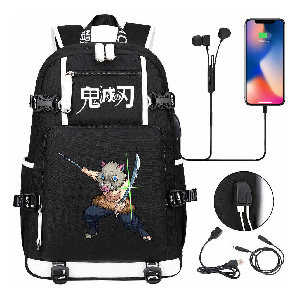 Cartoon Printed Usb Large Capacity Youth Student Backpack For Men And Women's Leisure Travel Backpack