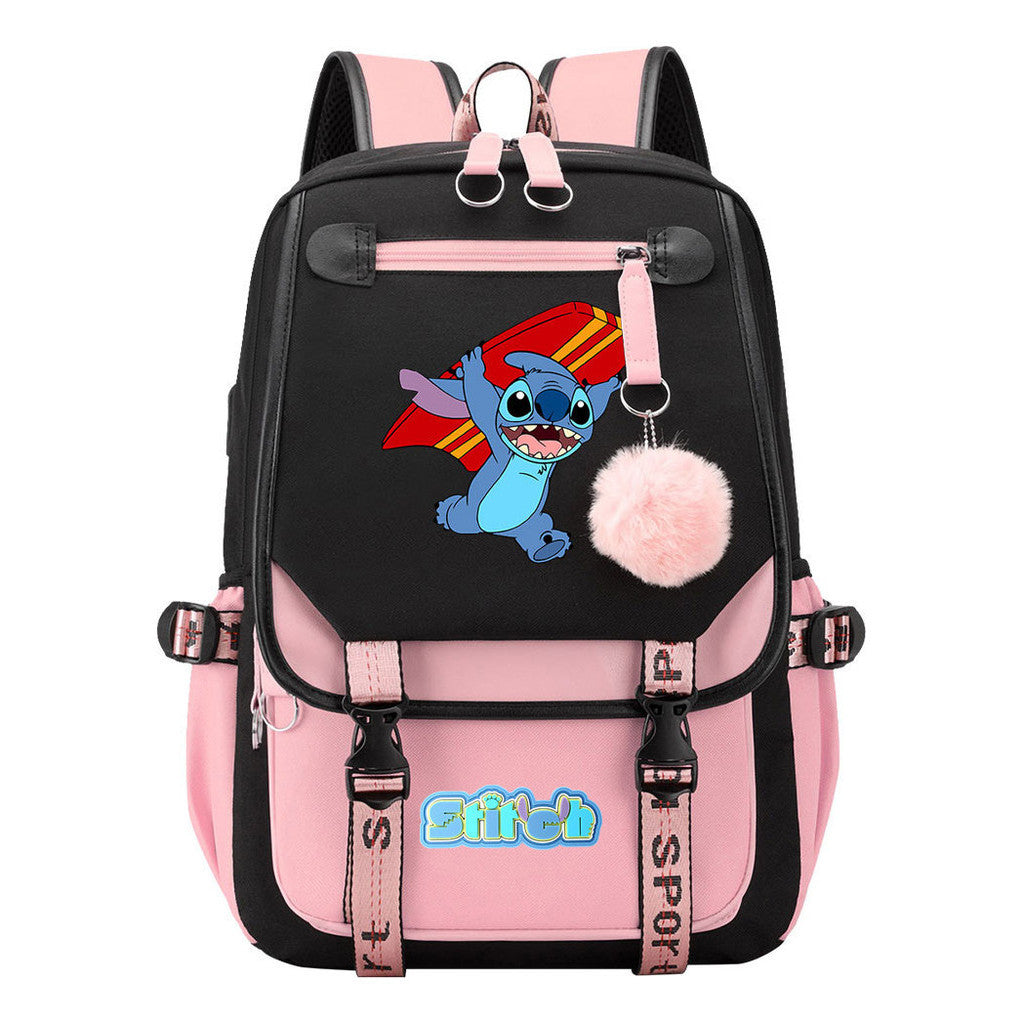 Usb Youth Backpack With Casual Woven Strap Flap Backpack