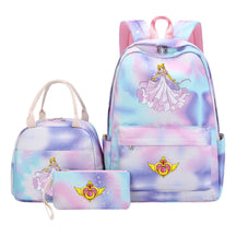 Anime Beauty Girl Warrior Student Girls School Bag Lunch Bag Three Piece Set Backpack Set