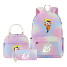 Naruto Youth Student School Bag Lunch Bag Three Piece Set Backpack Set
