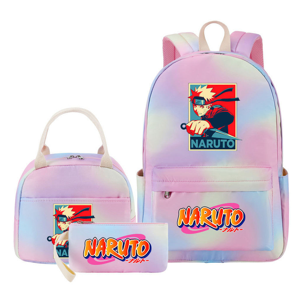 Naruto Teenage Student Girls School Bag Lunch Bag Three Piece Set Backpack Set