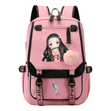 Cartoon Fashion Usb Youth School Bag For Boys And Girls Casual Ribbon Flip Backpack