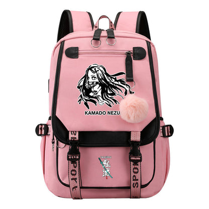 Cartoon Fashion Usb Student Backpack With Casual Woven Strap Flip Back Backpack