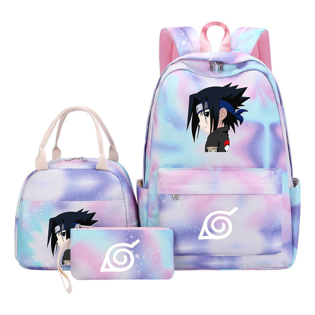 Naruto Youth Student School Bag Lunch Bag Three Piece Set Backpack Set