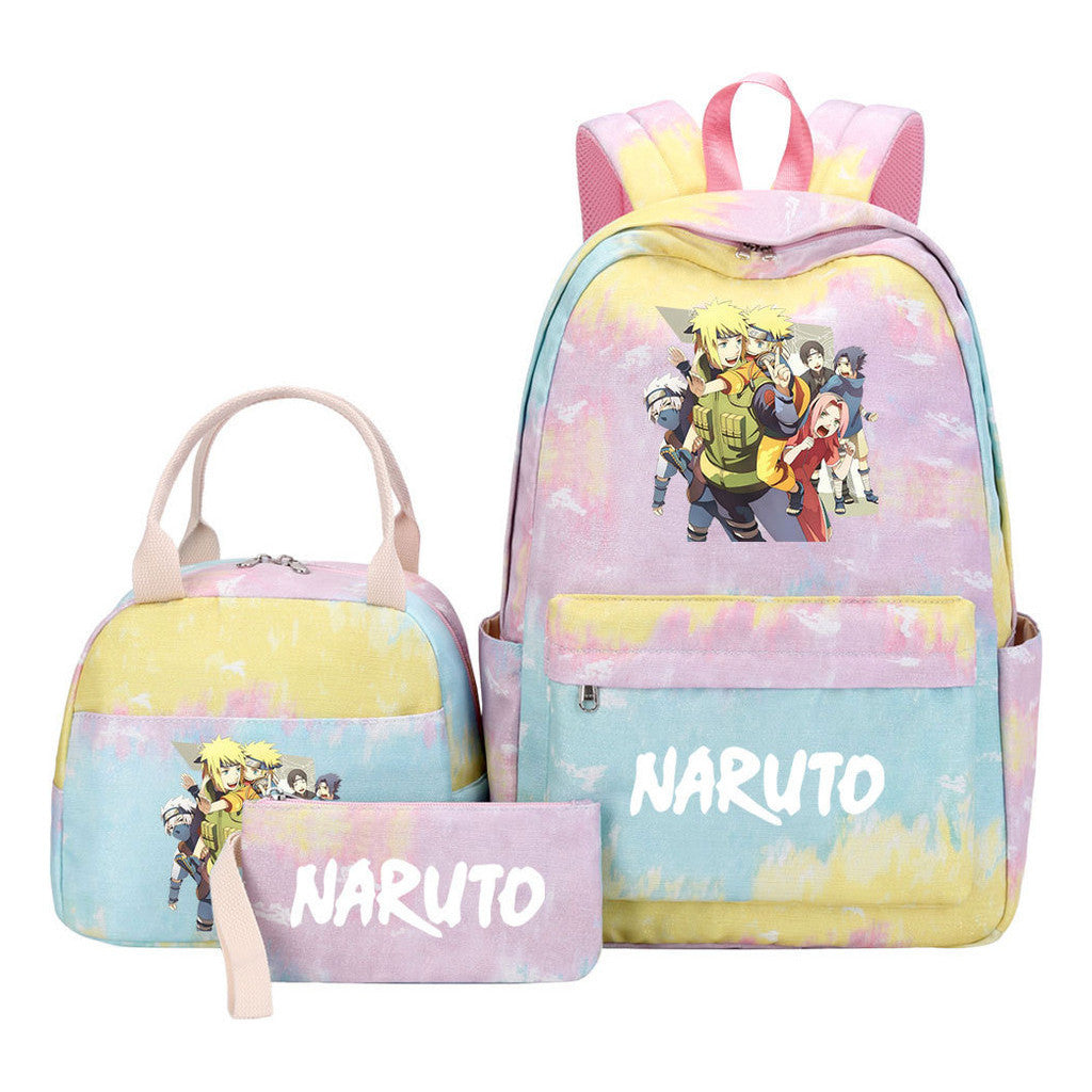 Naruto Teenage Student Girls School Bag Lunch Bag Three Piece Set Backpack Set