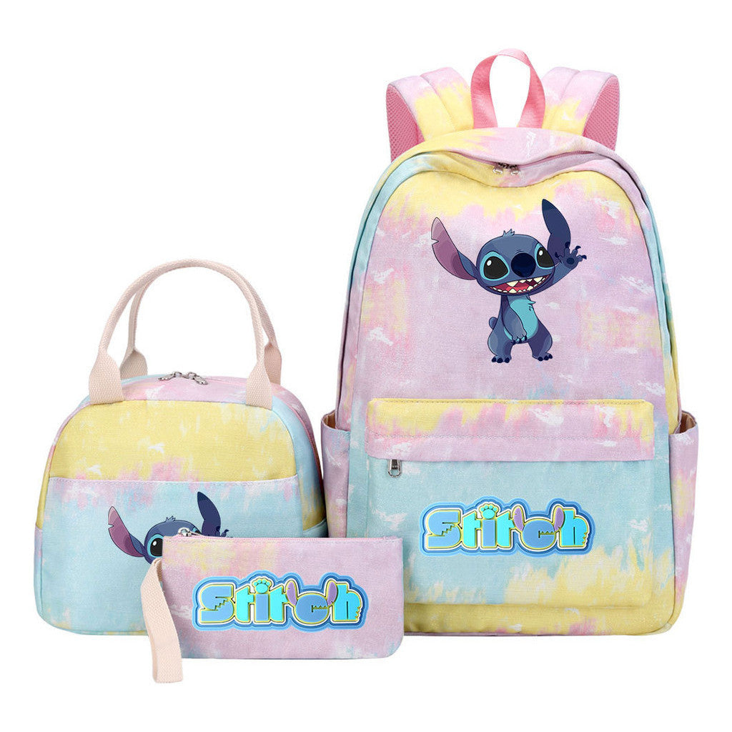 Interstellar Baby Stitch Youth Student Girls School Bag Lunch Bag Three Piece Set Backpack Set