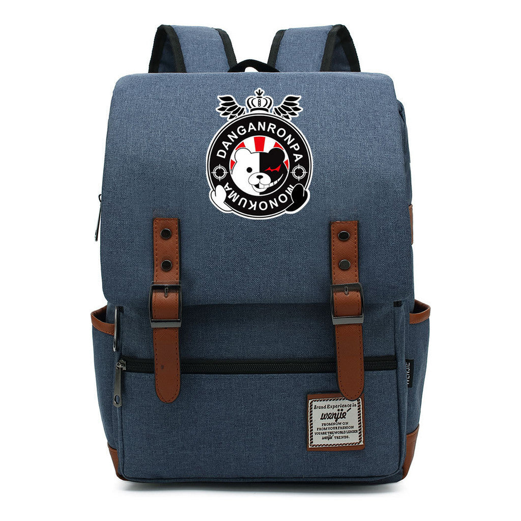 Printed Teenage Student Backpack For Men And Women With Casual Belt Buckle Classic Backpack