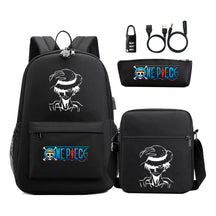 Cartoon Pirate King Usb Password Lock Youth Student School Bag Three Piece Set For Boys And Girls Backpack Set