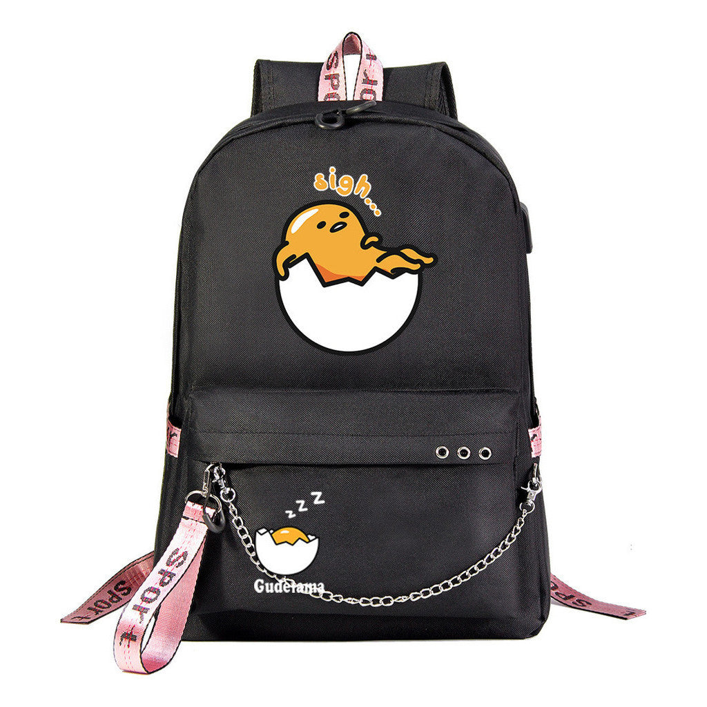 Lazy Egg Usb Youth Student Backpack For Boys And Girls Leisure Travel Backpack
