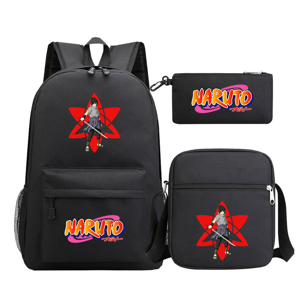 Anime Naruto Starry Sky Student School Bag Three Piece Set For Men And Women Backpack Set