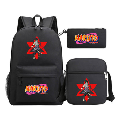 Anime Naruto Starry Sky Student School Bag Three Piece Set For Men And Women Backpack Set