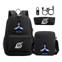 Naruto Usb Password Lock Backpack Three Piece Set For Men And Women Backpack Set