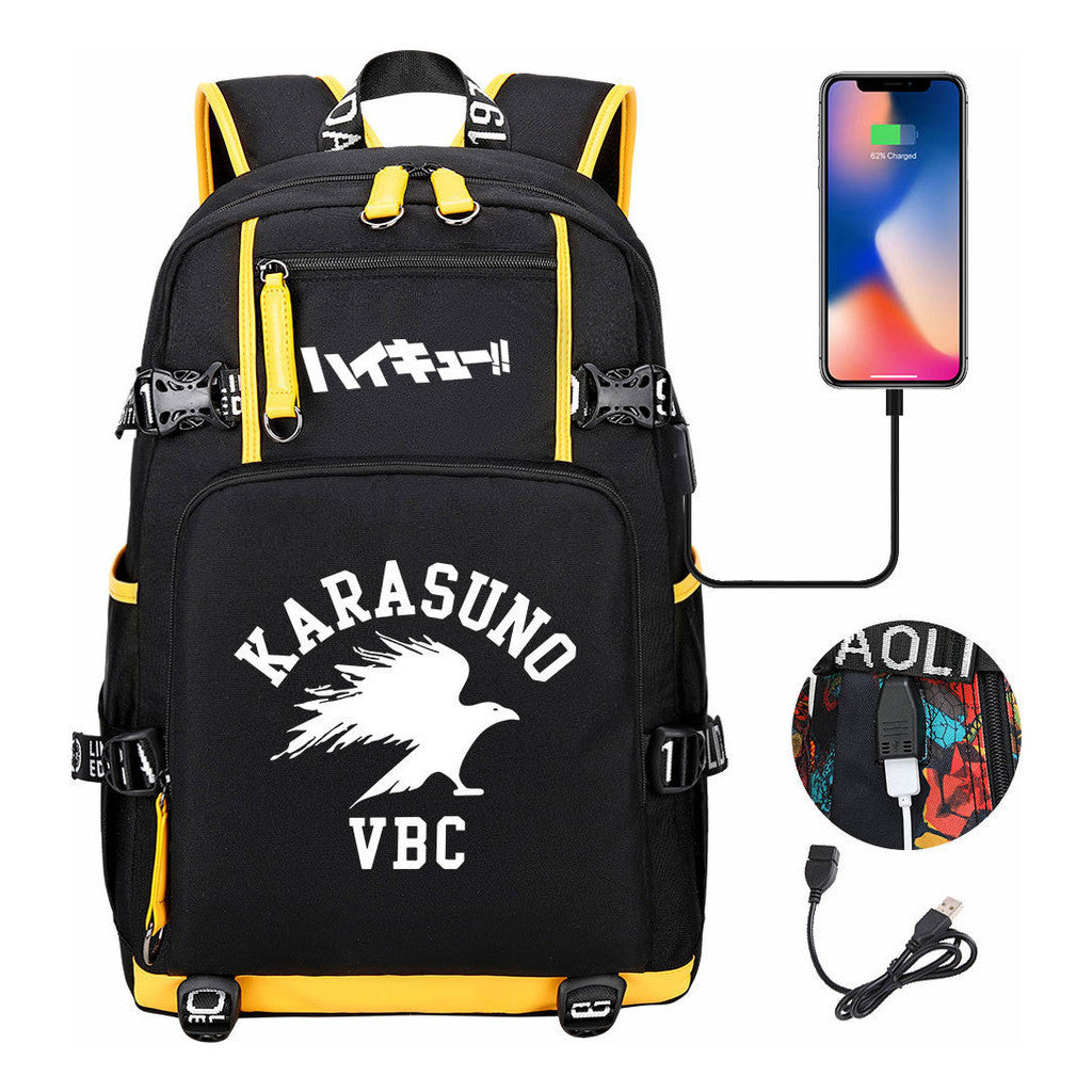 Volleyball Youth Usb Large Capacity Youth Student School Bag Men's And Women's Leisure Travel Backpack