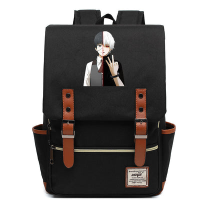 Tokyo Ghoul Student School Bag Men's And Women's Leisure Belt Buckle Backpack