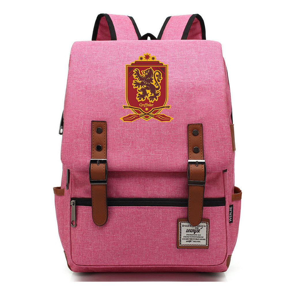 School Of Witchcraft And Wizardry Printed Youth Student Backpack For Men And Women, Casual Belt Buckle, Classic Backpack