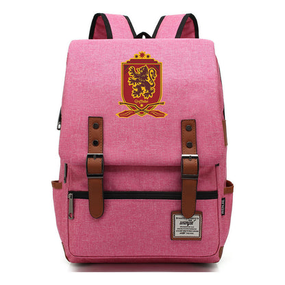 School Of Witchcraft And Wizardry Printed Youth Student Backpack For Men And Women, Casual Belt Buckle, Classic Backpack
