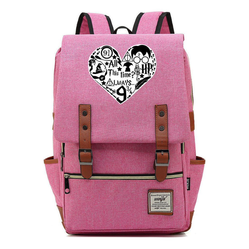 School Of Witchcraft And Wizardry Printed Youth Student School Bag Casual Belt Buckle Classic Backpack