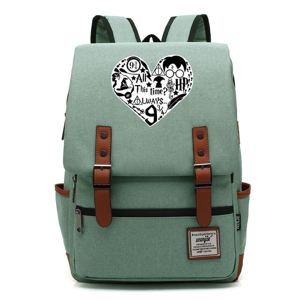 School Of Witchcraft And Wizardry Printed Youth Student School Bag Casual Belt Buckle Classic Backpack