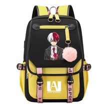 My Heroes Academy Usb Youth Student Backpack For Boys And Girls, Casual Woven Strap Flip Back Backpack