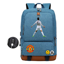 Football Star Cristiano Ronaldo Printed Usb Youth Backpack For Leisure Travel Backpack