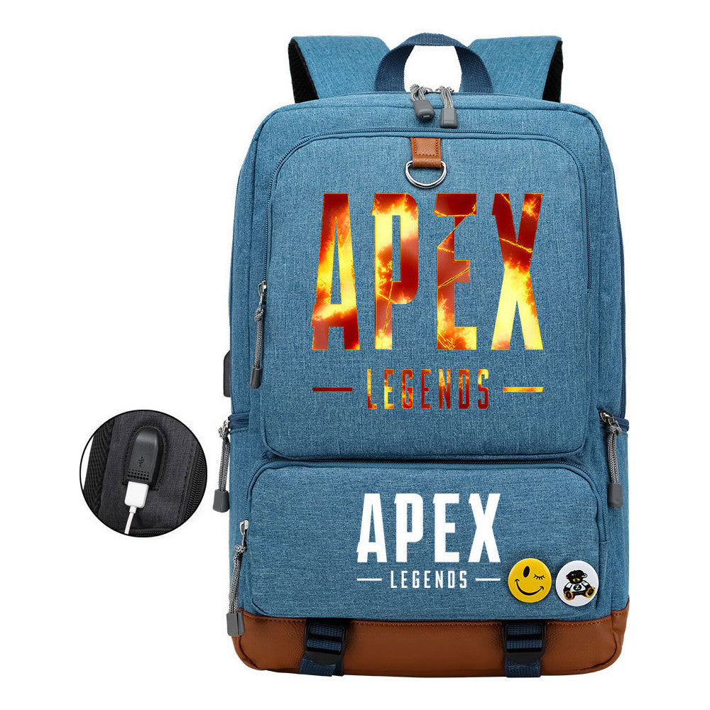 Apex Hero Print Usb Youth School Bag Leisure Travel Backpack