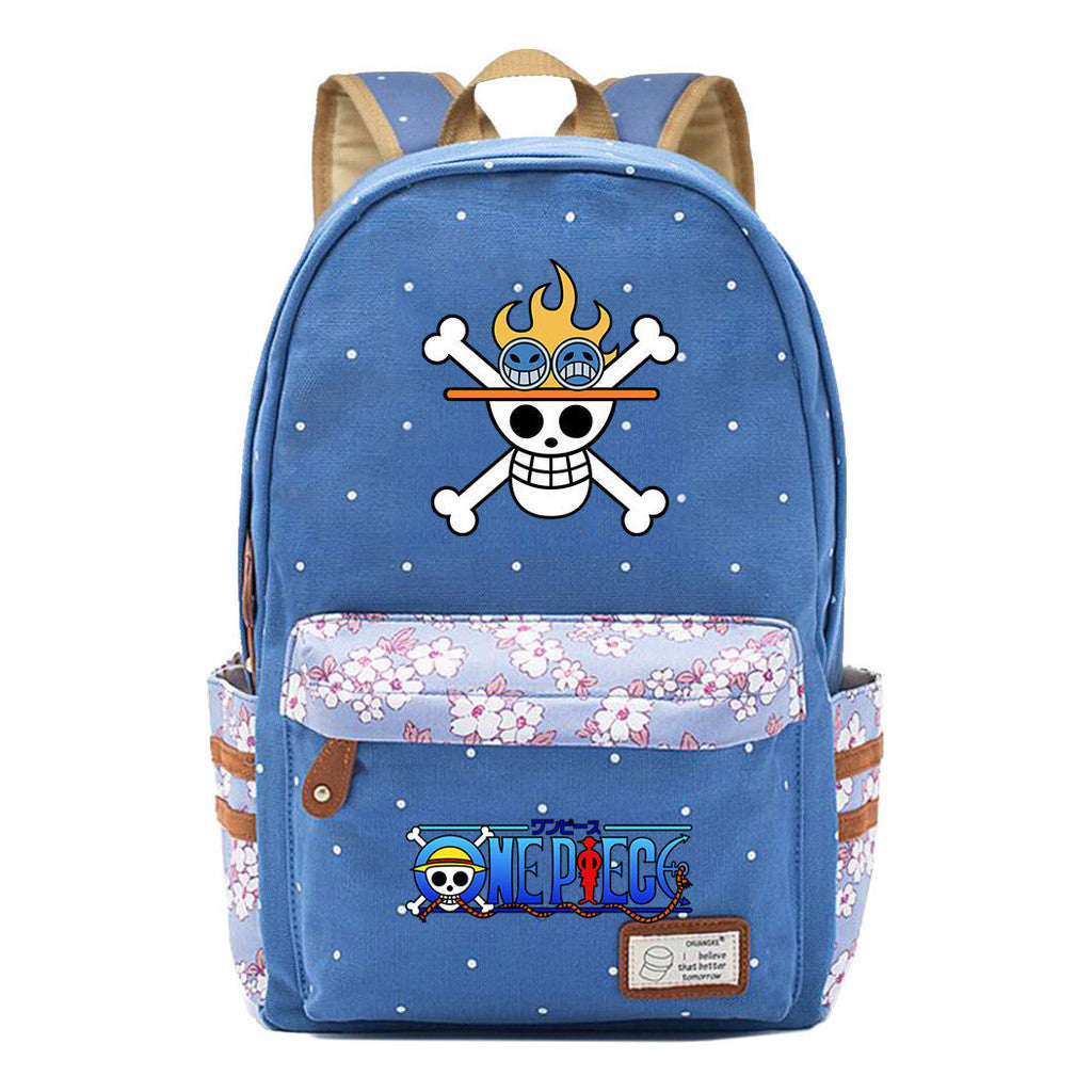 Anime Pirate Wang Lufei Printed Student School Bag Fragmented Flower Leisure Backpack
