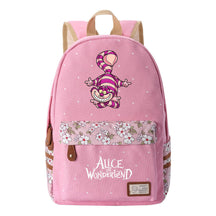 Anime Cartoon Cheshire Cat Print Student Backpack, Floral Casual Backpack