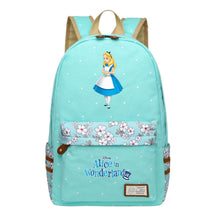 Anime Cartoon Cheshire Cat Print Youth Student Backpack With Floral Casual Backpack