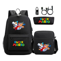 Super Mario Usb Password Lock Youth Student Backpack 3-piece Set For Men And Women Backpacks