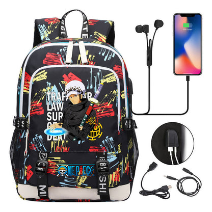 Pirate King Print Youth Student Backpack Usb Casual Backpack