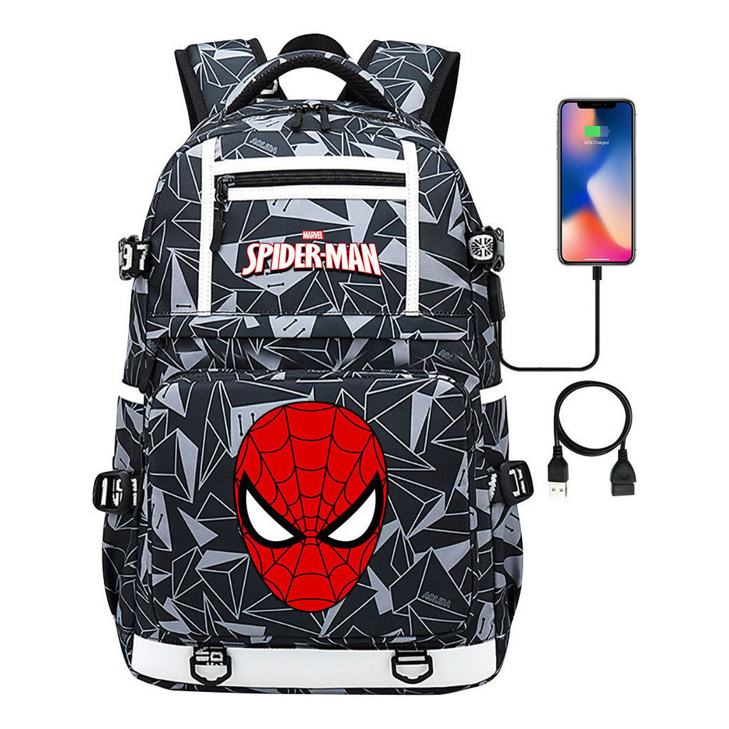 Superhero Printed Youth Student Backpack Men And Women's Leisure Travel Backpack