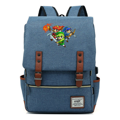 The Tears Of The Kingdom Of Zelda Game Printed Student Backpack Usb Men's And Women's Casual Backpack