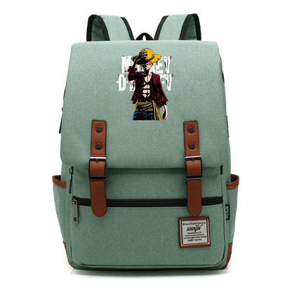 Anime Pirate King Luffy Printed Student Backpack For Men And Women With Casual Belt Buckle Classic Backpack