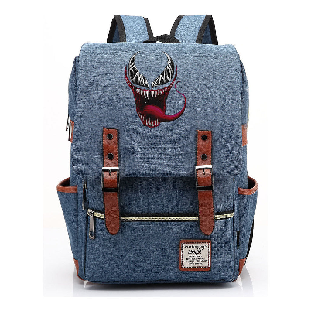 Printed Youth Student School Bag Casual Belt Buckle Classic Backpack