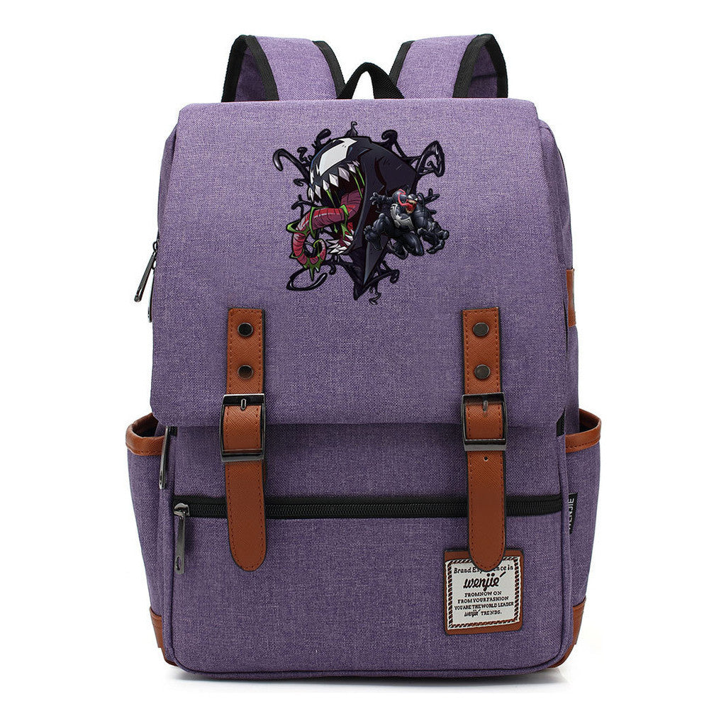 Printed Student Backpack With Casual Belt Buckle, Classic Backpack