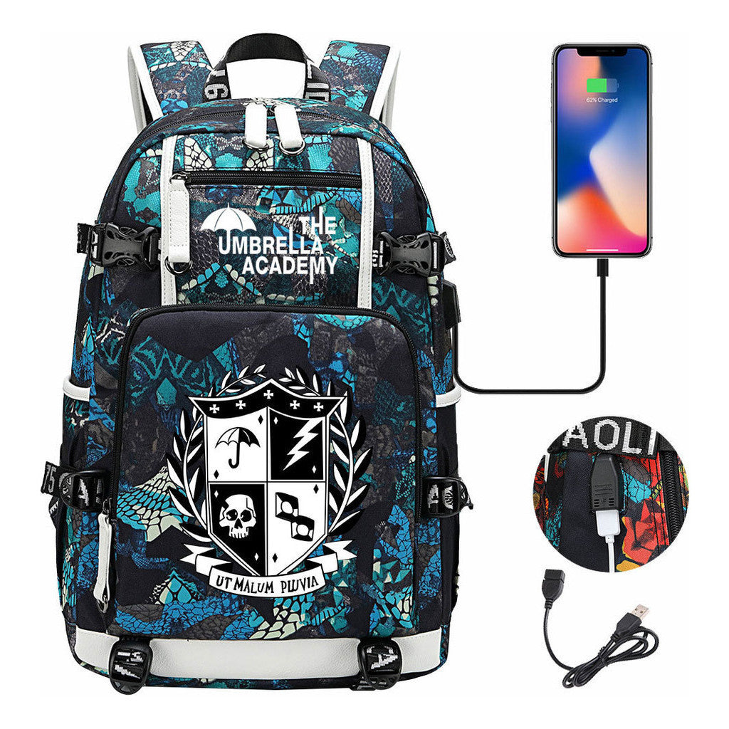 Printed Usb Large Capacity Youth Student Backpack For Men And Women's Leisure Travel Backpack