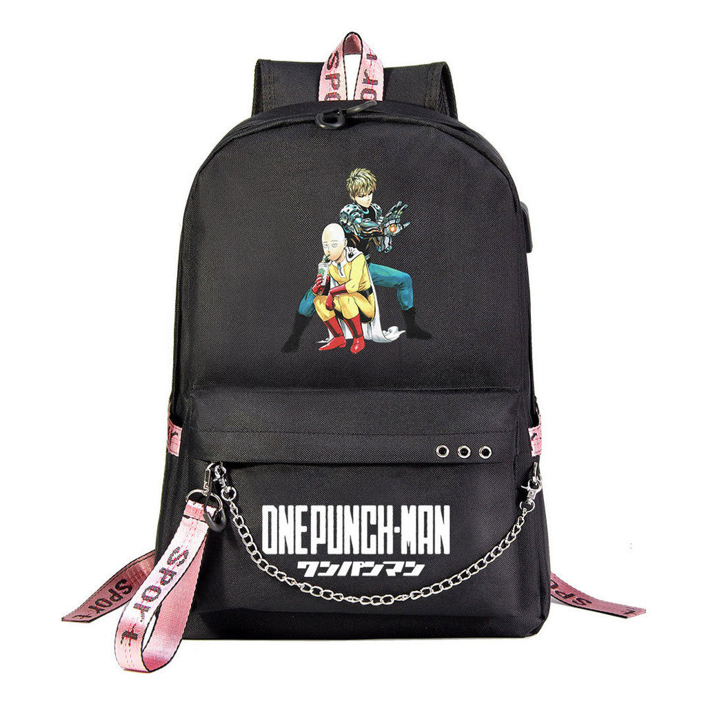 Comic One Punch Superman Printed Usb Youth Student Backpack Men's And Women's Leisure Travel Backpack