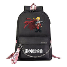 Steel Alchemist Printed Usb Youth Student Backpack For Men And Women's Leisure Travel Backpack